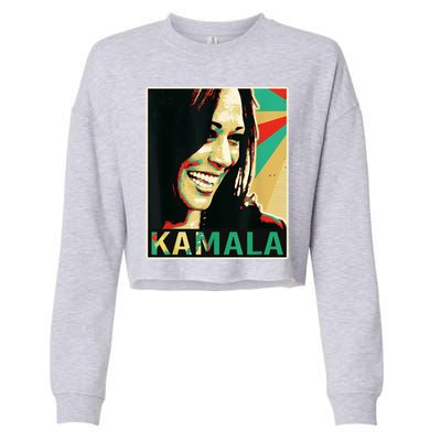 Kamala Harris Retro Portrait Cropped Pullover Crew