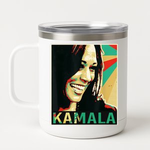 Kamala Harris Retro Portrait 12 oz Stainless Steel Tumbler Cup