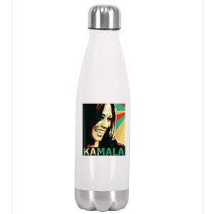 Kamala Harris Retro Portrait Stainless Steel Insulated Water Bottle