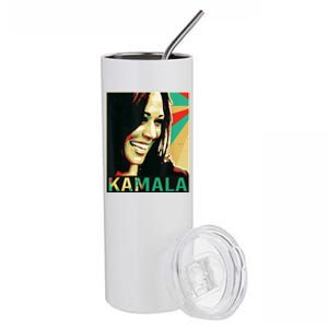 Kamala Harris Retro Portrait Stainless Steel Tumbler