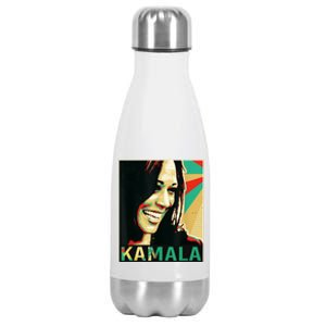 Kamala Harris Retro Portrait Stainless Steel Insulated Water Bottle