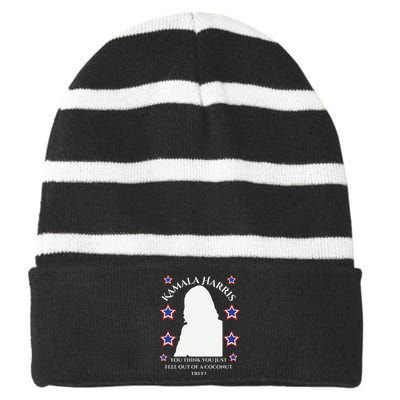 Kamala Harris Runs For First Lady President Usa Support Striped Beanie with Solid Band