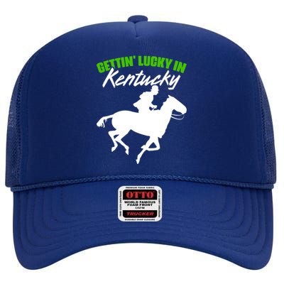 Kentucky Horse Racing Derby Horseback Riding Horse Lovers Gift High Crown Mesh Back Trucker Hat