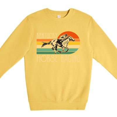 Kentucky Horse Racing Fan Retro Derby Racing Festival Party Gift Premium Crewneck Sweatshirt