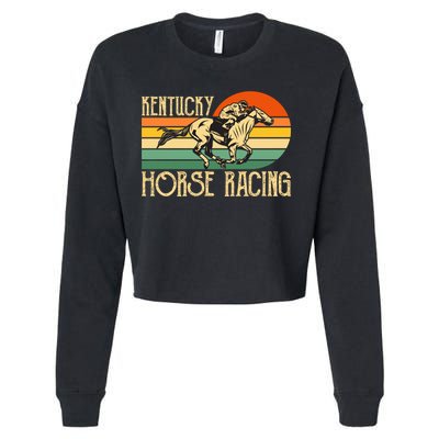 Kentucky Horse Racing Fan Retro Derby Racing Festival Party Gift Cropped Pullover Crew
