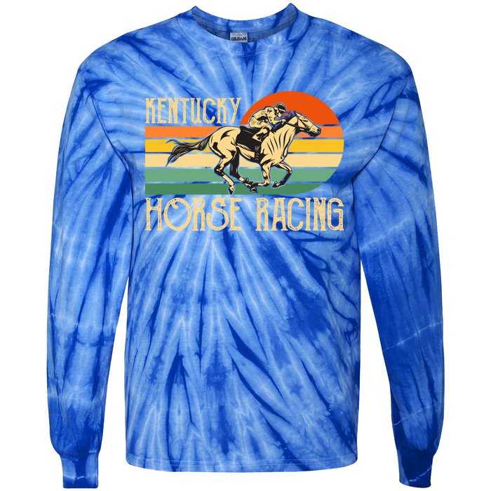 Kentucky Horse Racing Fan Retro Derby Racing Festival Party Gift Tie-Dye Long Sleeve Shirt