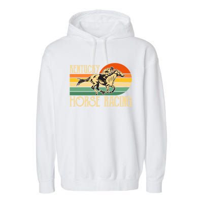 Kentucky Horse Racing Fan Retro Derby Racing Festival Party Gift Garment-Dyed Fleece Hoodie