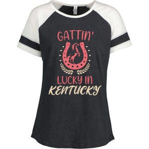 Kentucky Horse Racing Lucky Betting Riding Fun Derby Day Gift Enza Ladies Jersey Colorblock Tee