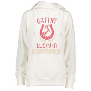 Kentucky Horse Racing Lucky Betting Riding Fun Derby Day Gift Womens Funnel Neck Pullover Hood