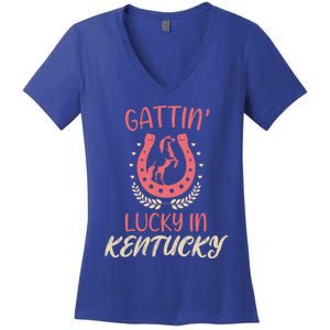 Kentucky Horse Racing Lucky Betting Riding Fun Derby Day Gift Women's V-Neck T-Shirt