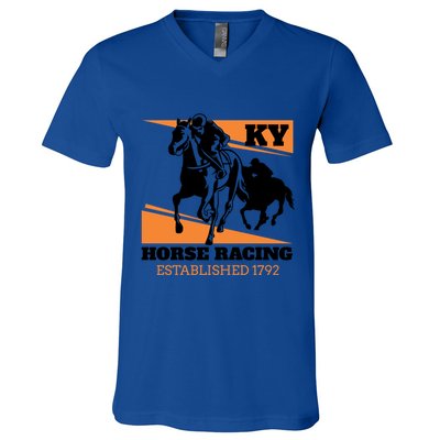 Kentucky Horse Racing Vintage Ky Derby Horse Jockey Costume Cool Gift V-Neck T-Shirt