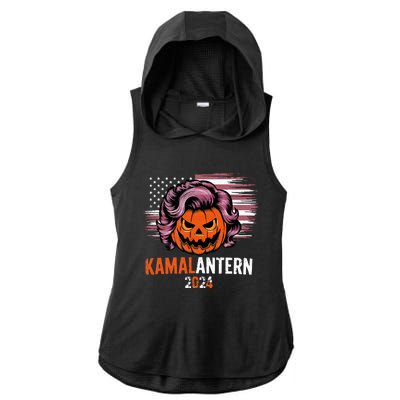 Kamala Harris Retro Halloween Jack O Lantern Flag 2024 Ladies PosiCharge Tri-Blend Wicking Draft Hoodie Tank