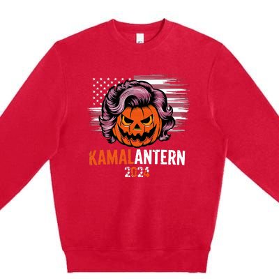 Kamala Harris Retro Halloween Jack O Lantern Flag 2024 Premium Crewneck Sweatshirt