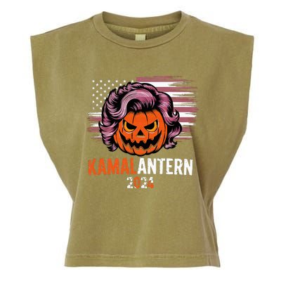 Kamala Harris Retro Halloween Jack O Lantern Flag 2024 Garment-Dyed Women's Muscle Tee