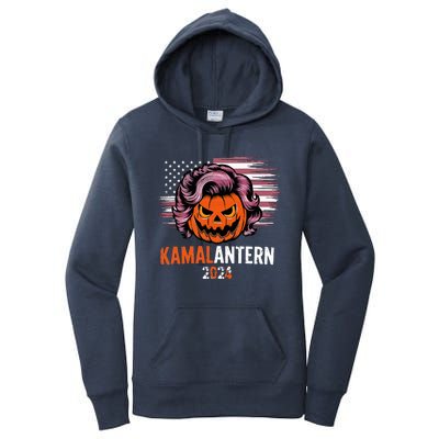 Kamala Harris Retro Halloween Jack O Lantern Flag 2024 Women's Pullover Hoodie