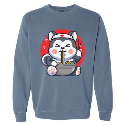 Kawaii Husky Ra Cute Japanese Manga Anime Dog Lovers Garment-Dyed Sweatshirt