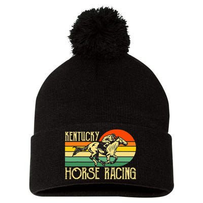 Kentucky Horse Racing Fan Retro Derby Racing Festival Party Pom Pom 12in Knit Beanie