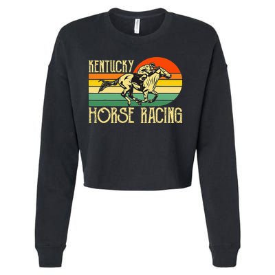 Kentucky Horse Racing Fan Retro Derby Racing Festival Party Cropped Pullover Crew