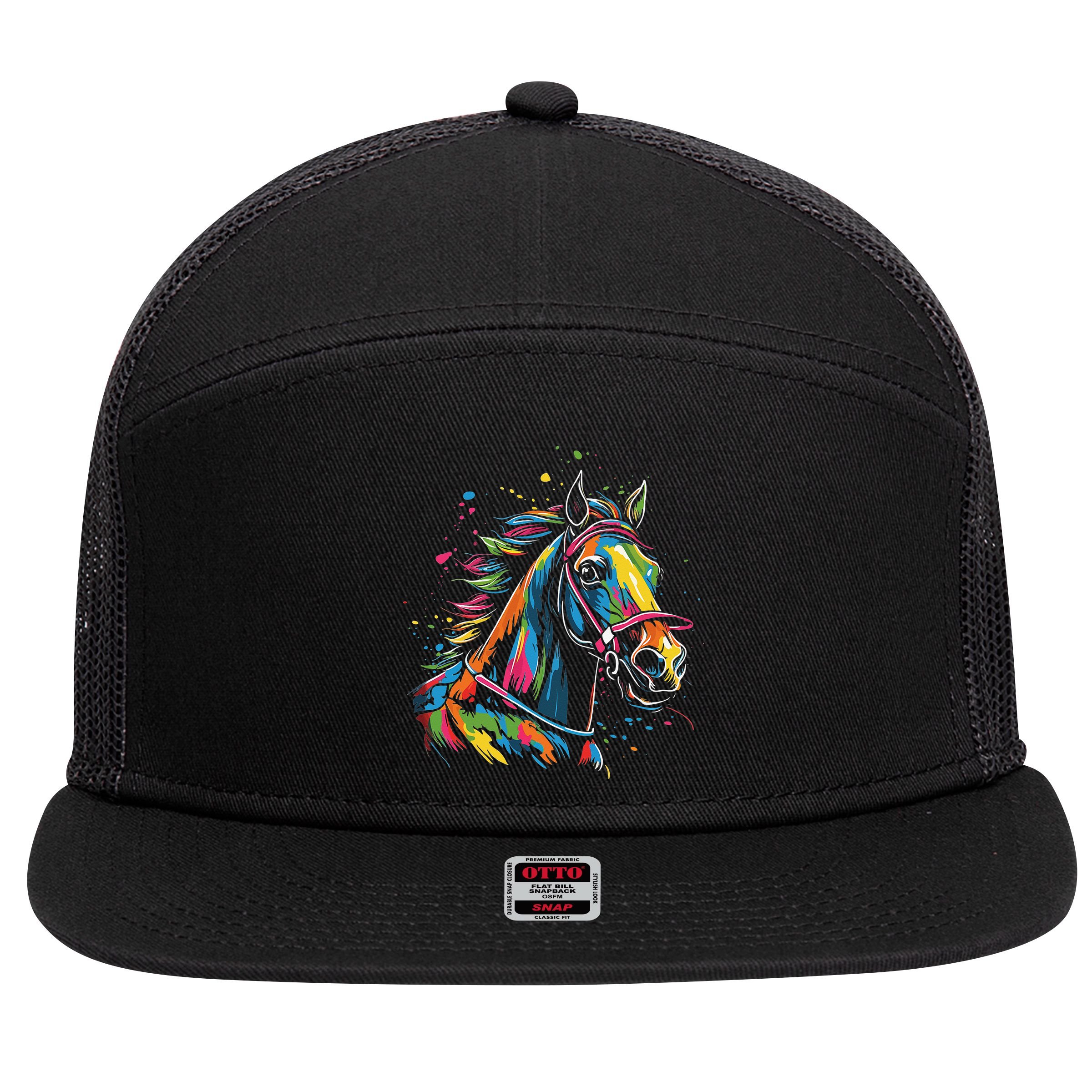 Kentucky Horse Racing Painting Derby Horse Jockey Costume 7 Panel Mesh Trucker Snapback Hat