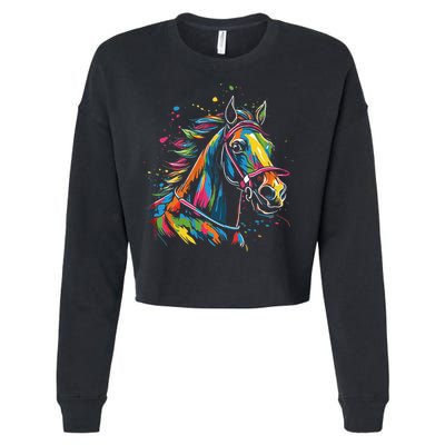 Kentucky Horse Racing Painting Derby Horse Jockey Costume Cropped Pullover Crew