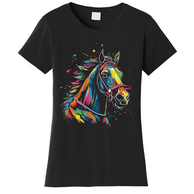 Kentucky Horse Racing Painting Derby Horse Jockey Costume Women's T-Shirt