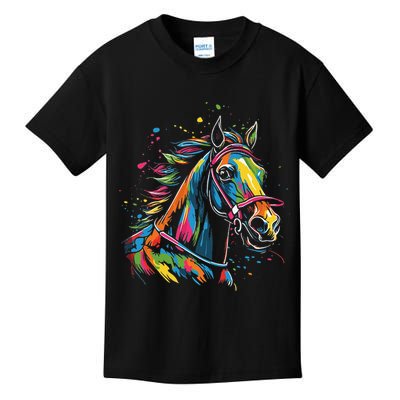 Kentucky Horse Racing Painting Derby Horse Jockey Costume Kids T-Shirt
