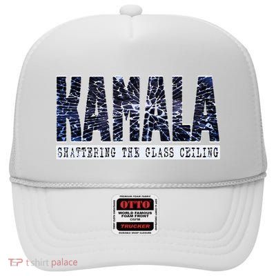 Kamala Harris Shattering The Glass Ceiling High Crown Mesh Back Trucker Hat