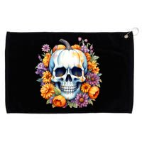 Kawaii Halloween Skull With Pumpkin And Flowers Grommeted Golf Towel