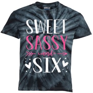 Kids Hearts Sweet Sassy And Six 6 Years Old 6th Birthday Girls Kids Tie-Dye T-Shirt