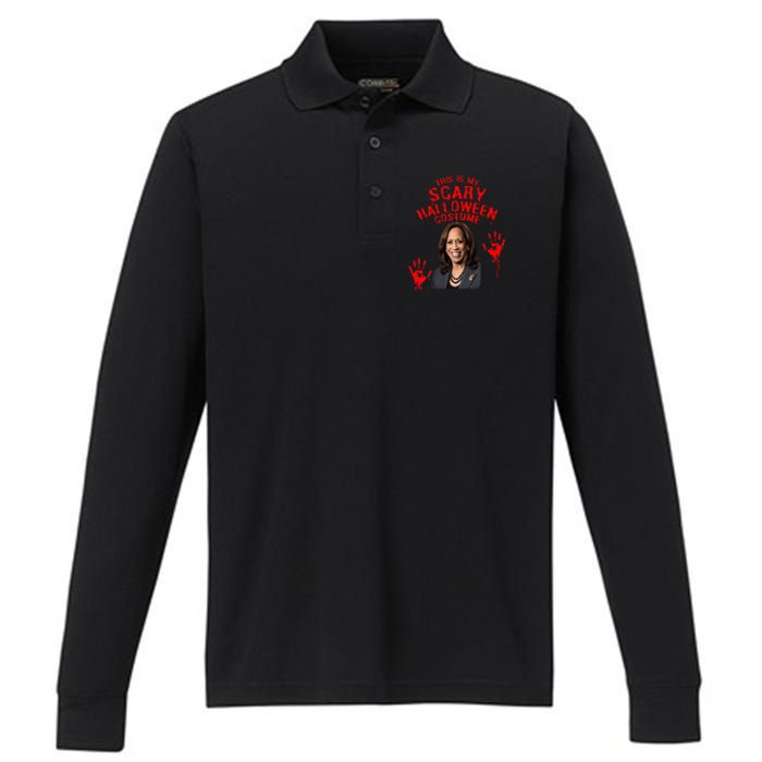 Kamala Harris Scary Halloween Gag President Costume Performance Long Sleeve Polo