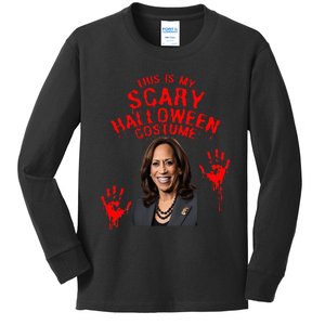 Kamala Harris Scary Halloween Gag President Costume Kids Long Sleeve Shirt