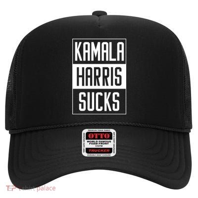 Kamala Harris Sucks High Crown Mesh Back Trucker Hat