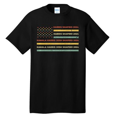 Kamala Harris Shapiro 2024 Distressed Retro American Flag Tall T-Shirt