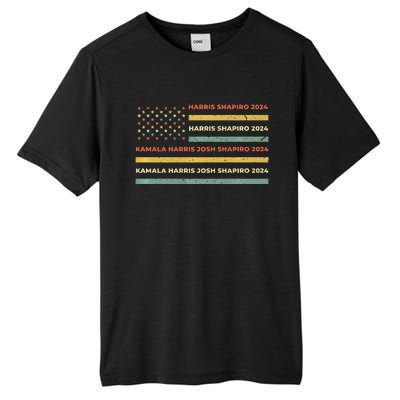 Kamala Harris Shapiro 2024 Distressed Retro American Flag Tall Fusion ChromaSoft Performance T-Shirt