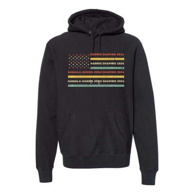 Kamala Harris Shapiro 2024 Distressed Retro American Flag Premium Hoodie