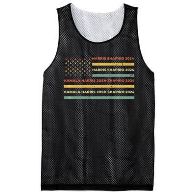 Kamala Harris Shapiro 2024 Distressed Retro American Flag Mesh Reversible Basketball Jersey Tank