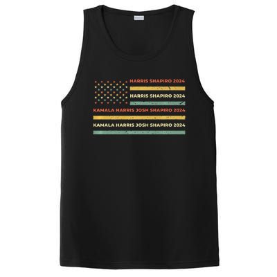 Kamala Harris Shapiro 2024 Distressed Retro American Flag PosiCharge Competitor Tank