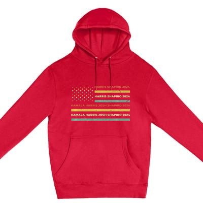 Kamala Harris Shapiro 2024 Distressed Retro American Flag Premium Pullover Hoodie