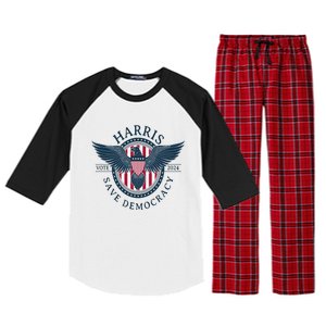 Kamala Harris Save Democracy Vote 2024 Raglan Sleeve Pajama Set