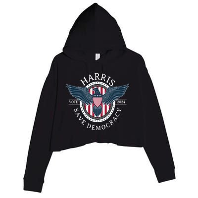 Kamala Harris Save Democracy Vote 2024 Crop Fleece Hoodie