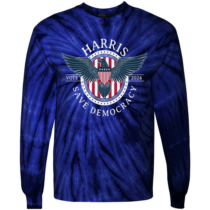 Kamala Harris Save Democracy Vote 2024 Tie-Dye Long Sleeve Shirt