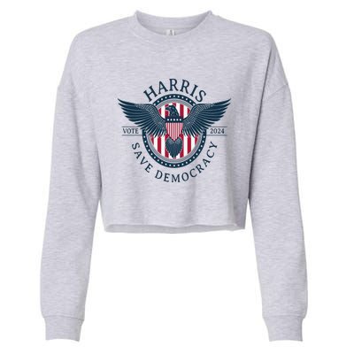 Kamala Harris Save Democracy Vote 2024 Cropped Pullover Crew