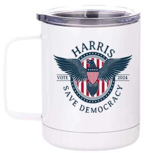 Kamala Harris Save Democracy Vote 2024 12 oz Stainless Steel Tumbler Cup