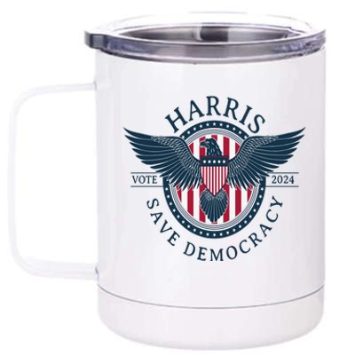 Kamala Harris Save Democracy Vote 2024 12 oz Stainless Steel Tumbler Cup