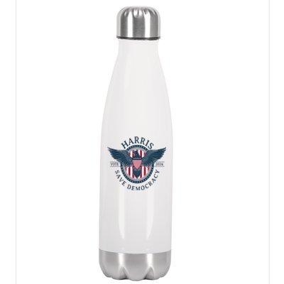 Kamala Harris Save Democracy Vote 2024 Stainless Steel Insulated Water Bottle