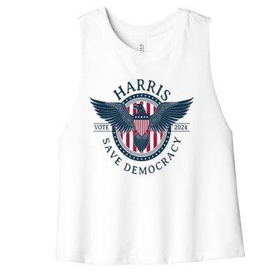 Kamala Harris Save Democracy Vote 2024 Women's Racerback Cropped Tank