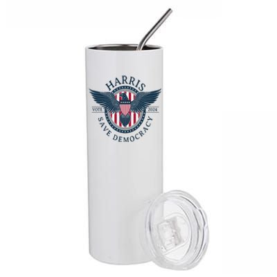 Kamala Harris Save Democracy Vote 2024 Stainless Steel Tumbler