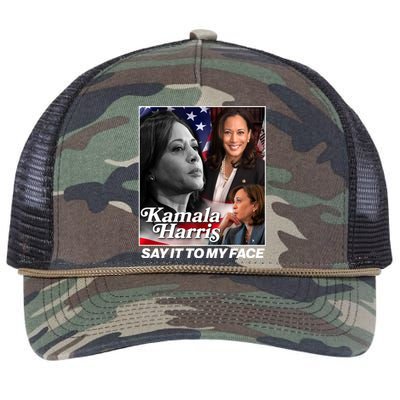 Kamala Harris Say It To My Face 2024 Election Retro Rope Trucker Hat Cap