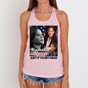 Kamala Harris Say It To My Face 2024 Election Women's Knotted Racerback Tank