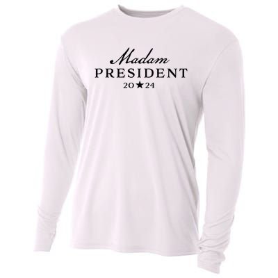 Kamala Harris Simple Script Feminine Madam President 2024 Cooling Performance Long Sleeve Crew